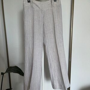 INC International Concepts (4) flowy grey linen trousers w. pinstripes, EUC.